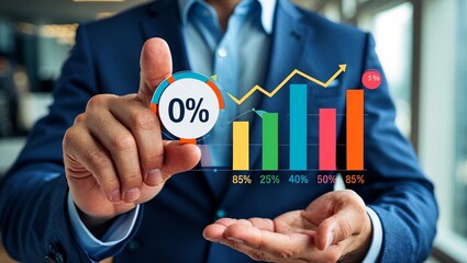 Businessman analyzing financial growth and investment opportunities