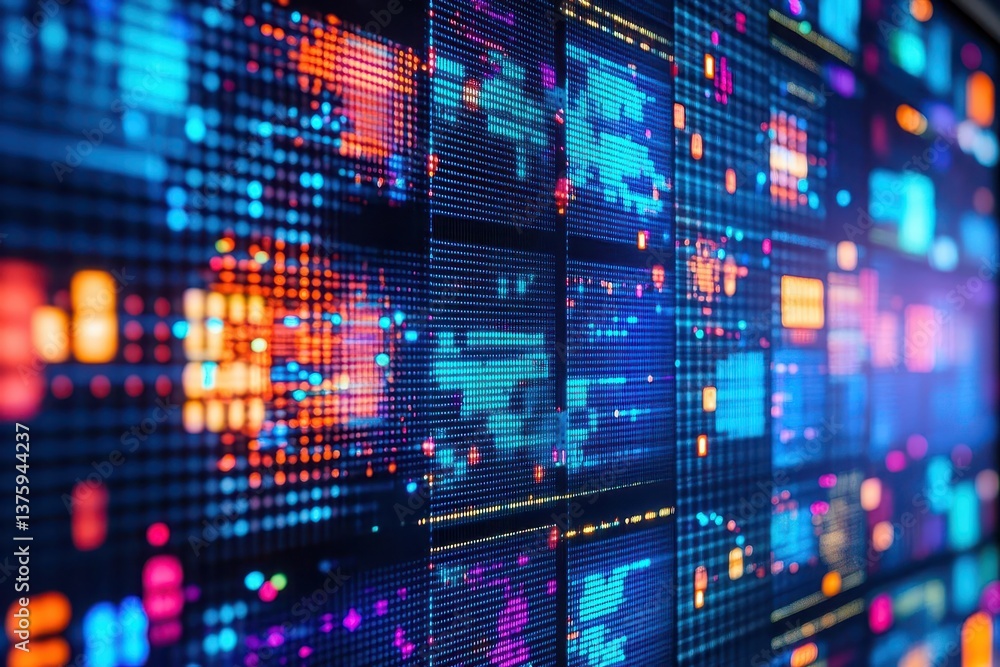 Aufkleber A computer screen brimming with colorful lights creating an engaging visual experience in a modern workspace