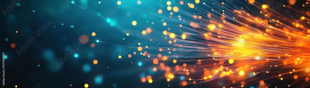 Poster Close up of fiber optic cables in a pattern representing high-speed internet and advanced communication technology