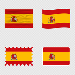 Obraz premium Spain national flag in four different styles.