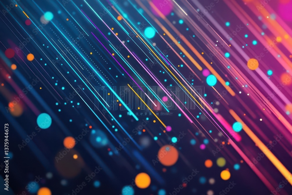 Poster Colorful lights and lines creating a vibrant display of energy and motion in an abstract artistic composition