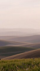 Tranquil Dawn over Rolling Hills