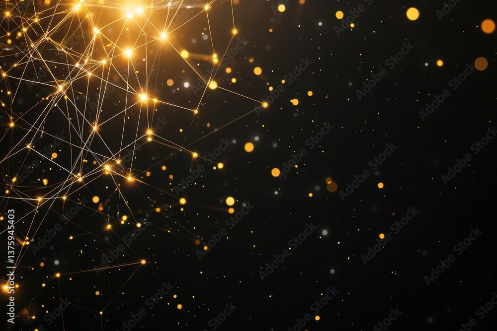 Poster Elegant black background adorned with sparkling gold lights creating a glamorous and classy atmosphere of luxury