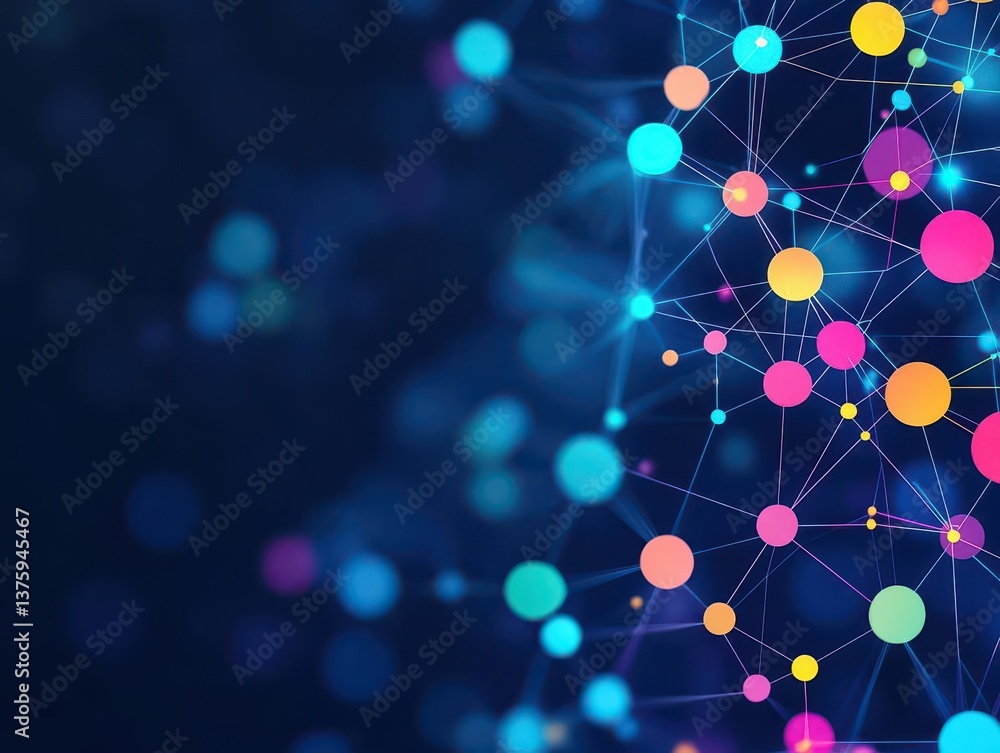 Aufkleber vibrant network of colorful circles depicting interconnectedness and creativity in a modern digital 