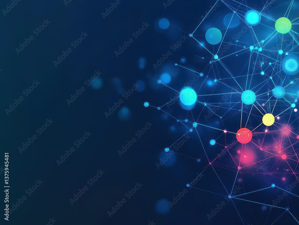 Aufkleber Network of connected dots illustrating digital connections and interactions in a modern technological environment