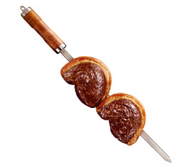 espeto com carne bovina grelhado isolado em fundo transparente - churrasco brasileiro