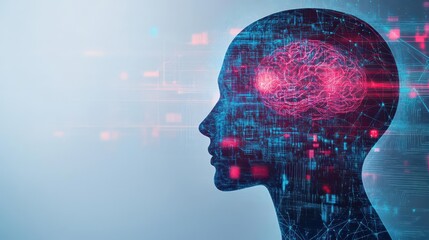 Human head silhouette with detailed brain scan illustrating advanced imaging techniques in neuroscience research