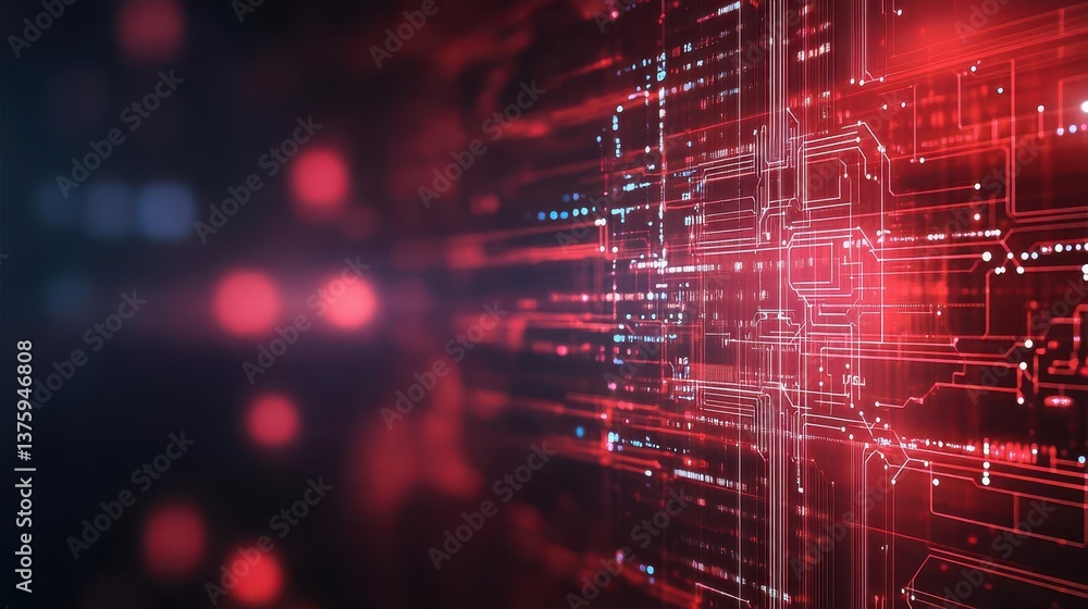 Aufkleber circuit board design featuring both red and blue lights highlighting advanced technology and electro