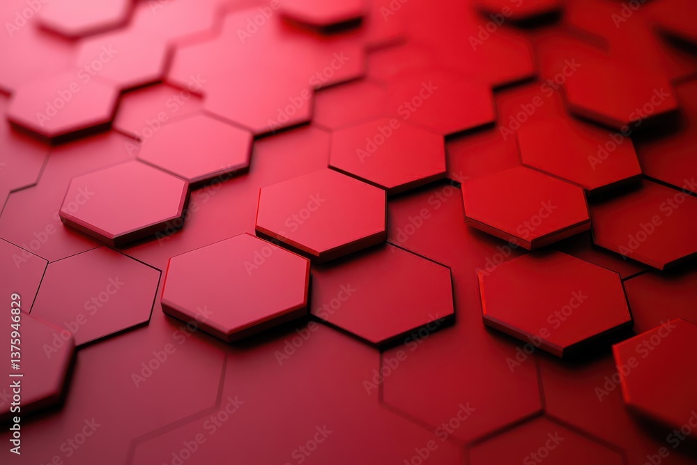 Poster Unique red hexagon pattern design creating a striking visual impact for contemporary art and digital design concepts