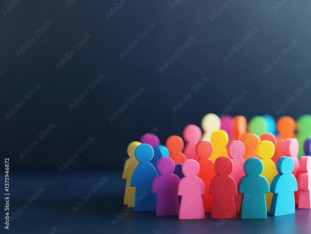 Poster diverse group of people standing together in a natural setting representing community and togetherne
