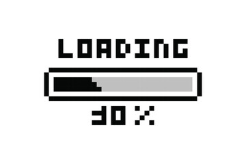 Loading pixel icon, load bar 30 percent. 30% downloading, loading or installing bar at 30%.
