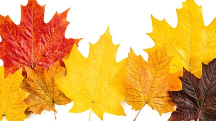 Fototapeta premium Vibrant Autumn Maple Leaves Collection White Background