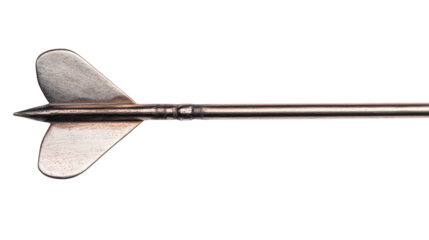 Silver arrow with triangle shaped arrowhead , cut out transparent