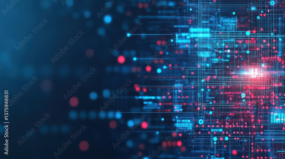 Poster A striking blue and red abstract background with dynamic patterns evoking modern design and artistic expression