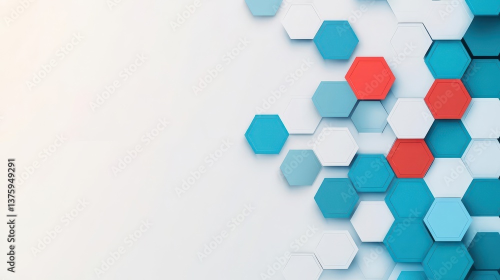 Leinwandbilder Unique blue and red hexagon pattern creating an eye-catching design suitable for modern digital art and graphics