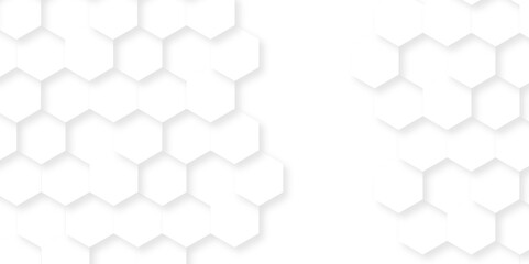 Fototapeta premium Minimal white hexagonal with hexagon modern technology creative emboss light honeycomb polygonal web. abstract geometric science and mosaic tile with template texture background. 