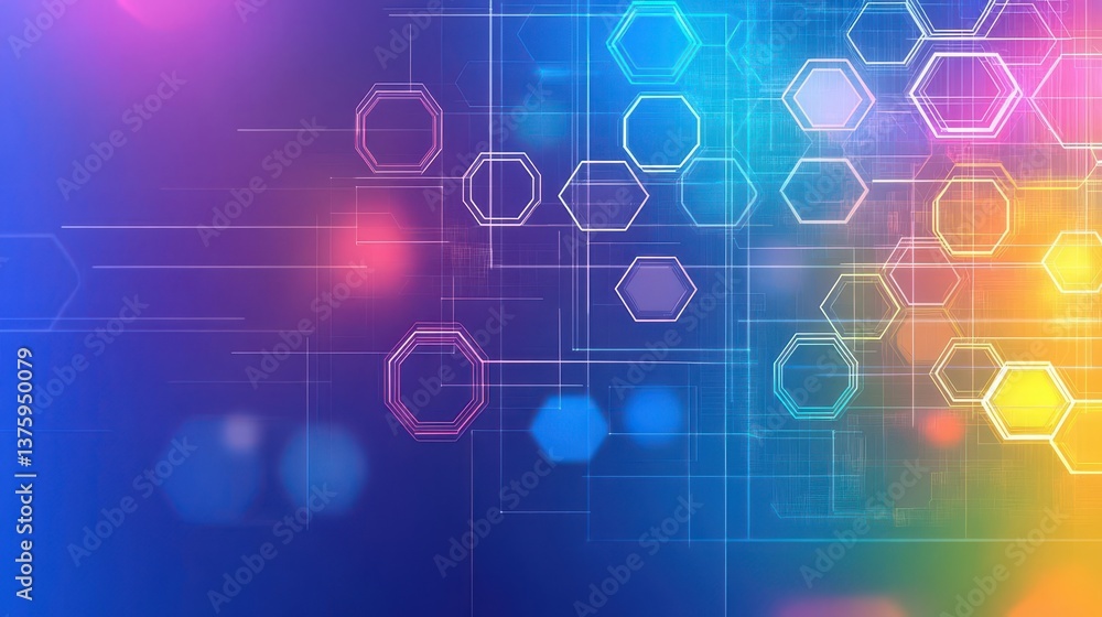 Poster A colorful background comprising vibrant hexagons that create an engaging visual experience for creative projects