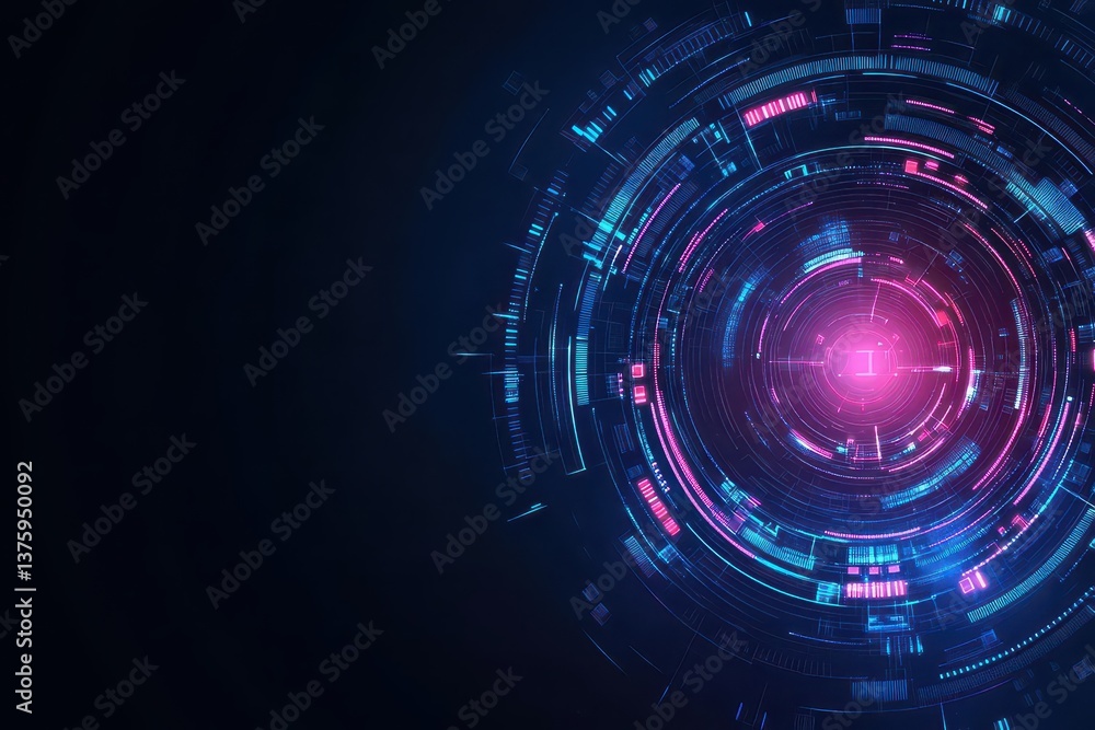 Aufkleber a circular shape radiating blue and pink light creating an eye-catching visual element perfect for m