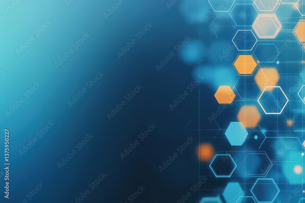 Aufkleber Striking blue and orange hexagon background creating a contemporary abstract visual for modern digital aesthetics