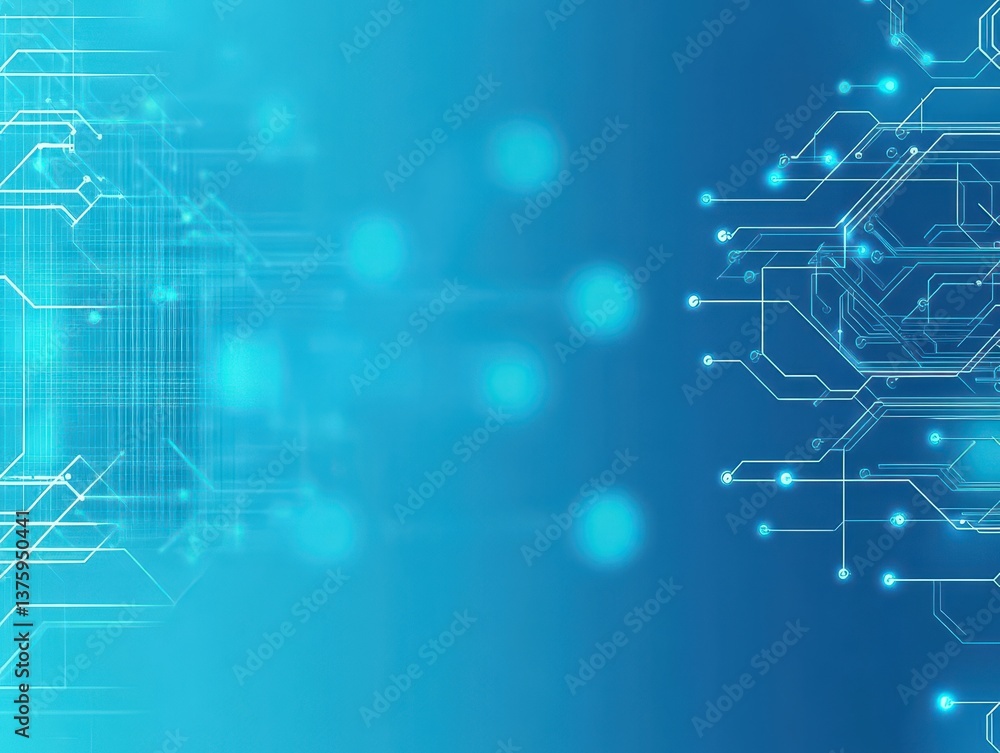 Aufkleber circuit board set against a blue background reflecting the essential elements of modern technology a
