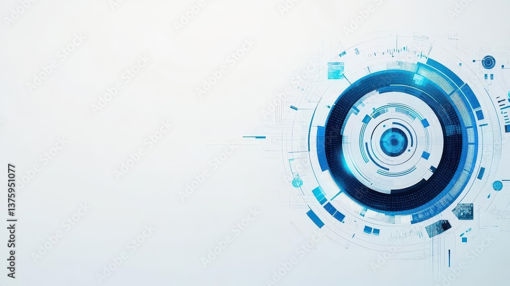 Aufkleber elegant circular shape displayed on a striking blue and white background perfect for modern art and 