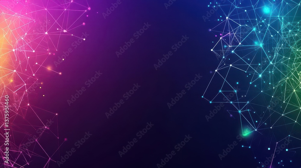 Poster Colorful abstract background featuring dynamic lines and dots creating a vibrant and engaging visual experience
