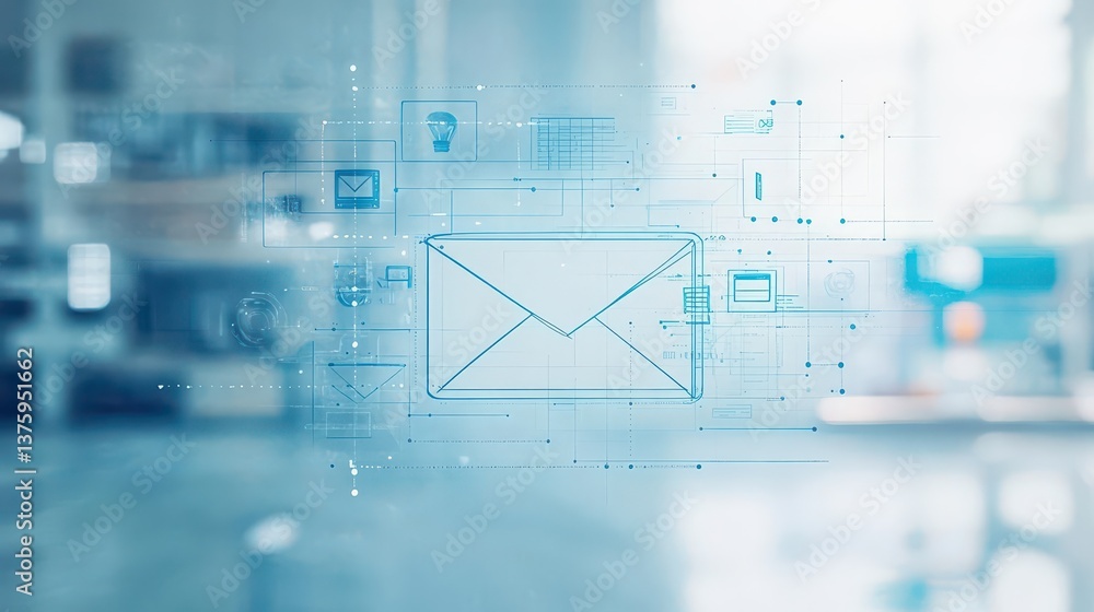 Leinwandbilder mail envelope placed on a digital interface representing the intersection of traditional and modern 