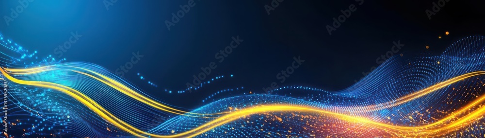 Poster Mesmerizing wave of light creating a dreamy atmosphere representing movement and energy in a contemporary art form