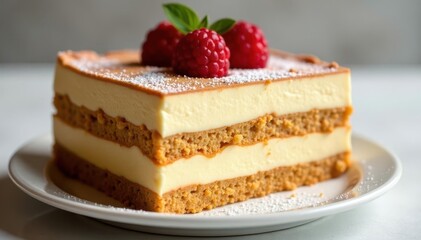 Rich, creamy tiramisu, showing texture and layers , isolated, ingredient, studio shot