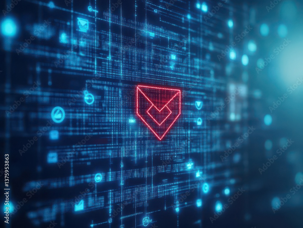 Aufkleber red heart symbol set against a digital background creating a visual representation of love, emotion,