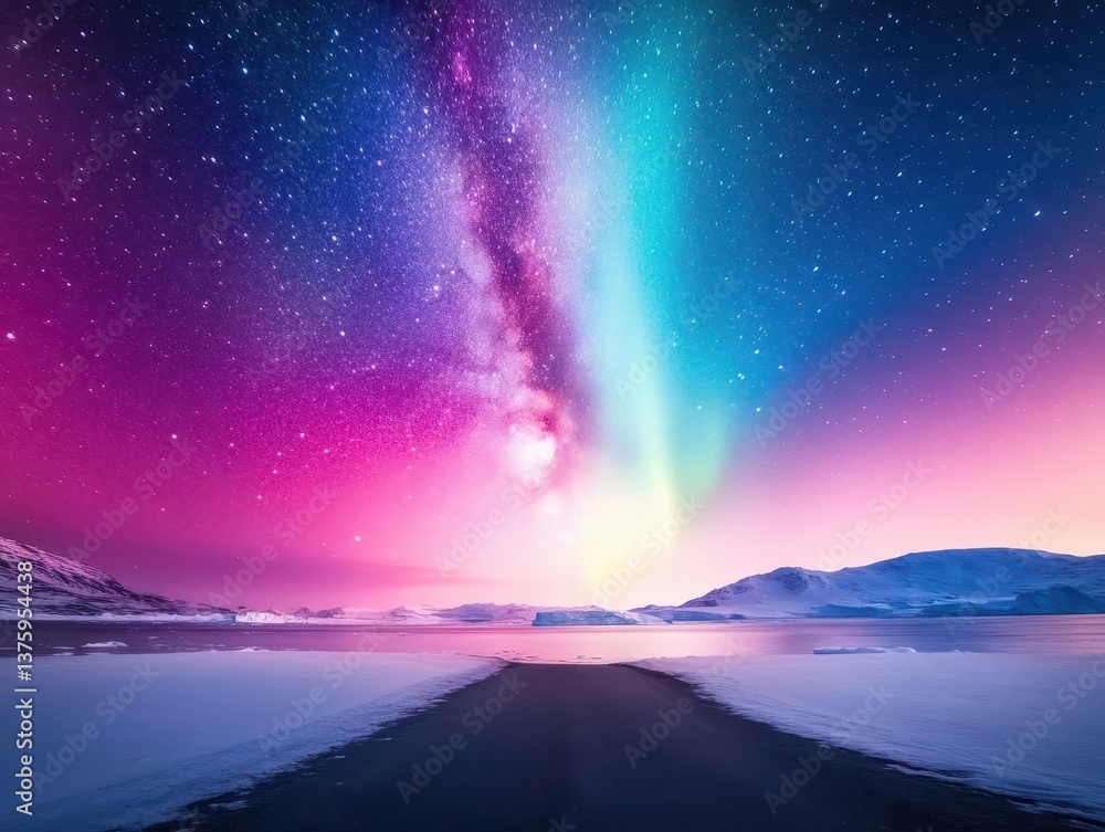 Poster stunning display of the aurora borealis illuminating the night sky with vibrant colors creating a ma