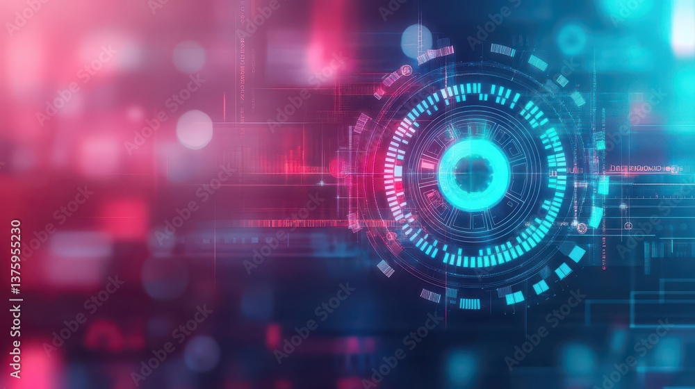 Poster Digital lock integrated into a futuristic background symbolizing security and protection in the cyber world