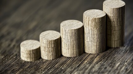 Ascending Wooden Blocks on Dark Wood Surface