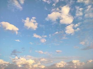 Blue sky with clouds. Cirrocumulus on sunny peaceful day.