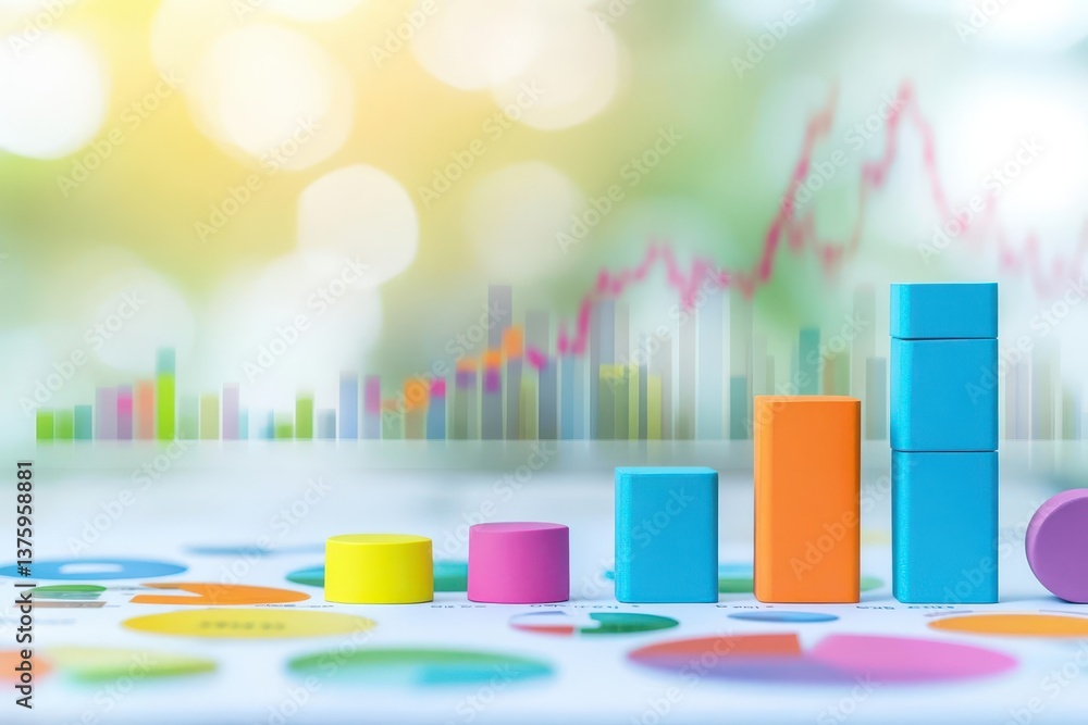 Aufkleber Vibrant and colorful bar chart representing data trends in a dynamic and engaging visual format for analysis