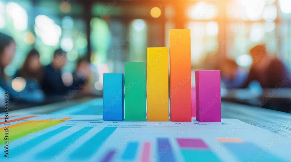 Poster Engaging and vibrant colorful bar chart displaying essential data metrics in a professional business setting