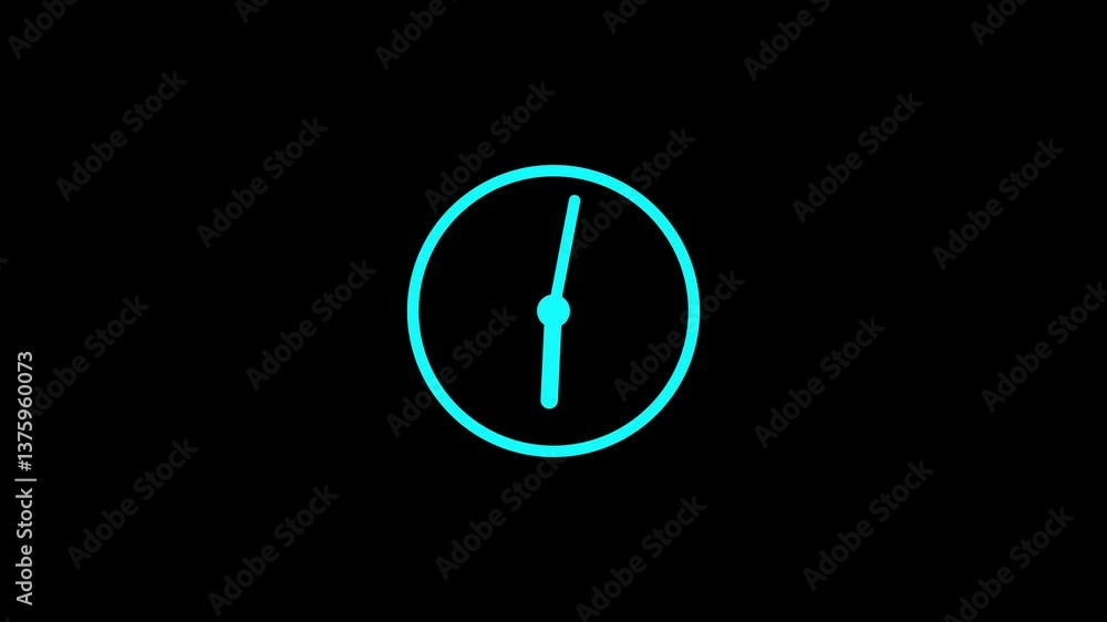 Poster clock icon animation.digital clock icon animation with black background.