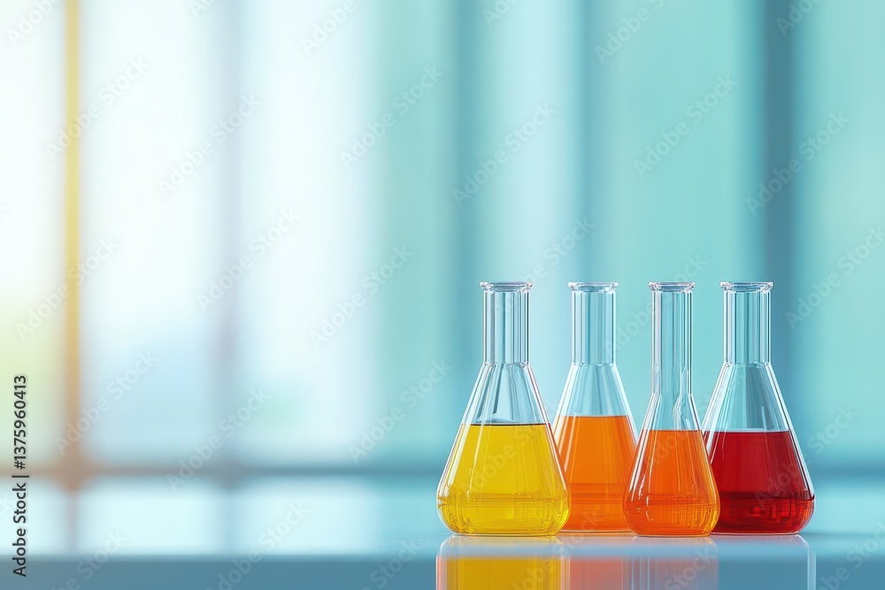 Aufkleber three test tubes filled with colorful liquid samples sitting on a laboratory table with scientific e