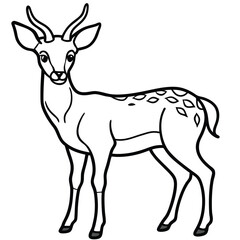 Fototapeta premium Deer Silhouette Vector Illustration with Antlers and Horns in Nature