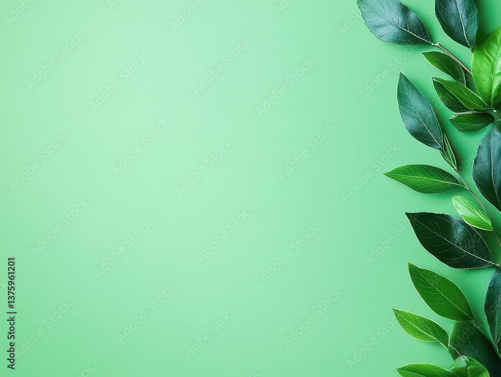 Poster lush green background featuring various leaves creating a natural and refreshing organic atmosphere