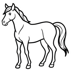 Black Horse Vector Illustration Running in Nature