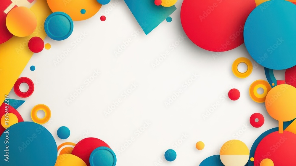 Poster Vibrant and colorful circles of various sizes and shades creating a playful and eye-catching abstract pattern on a surface