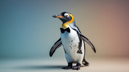 Fototapeta premium King Penguin in Bow Tie,Elegant Wildlife Portrait