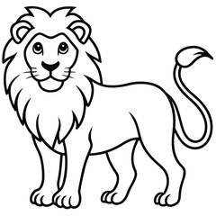 Cartoon lion vector illustration with a big happy smile and a fluffy mane in a wild safari style