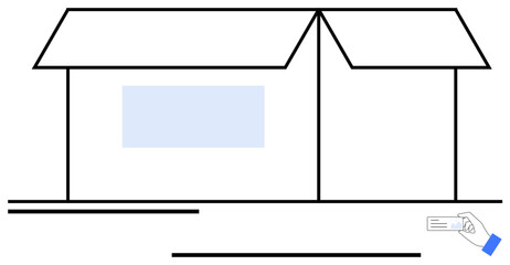 Open delivery box with visible contents and hand holding ticket nearby. Ideal for logistics, delivery process, e-commerce, shipping, parcel tracking, packing, and retail. Flat simple metaphor