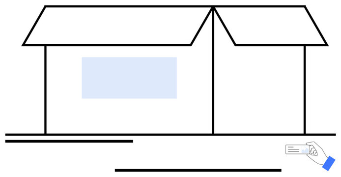 Open delivery box with visible contents and hand holding ticket nearby. Ideal for logistics, delivery process, e-commerce, shipping, parcel tracking, packing, and retail. Flat simple metaphor