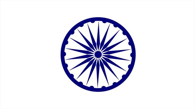 Ashok Chakra wheel animation video on a white background, 15 August Happy Independence Day celebration video, motion graphic of Independence Day India