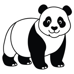 Cartoon panda bear holding a gift and a blank sign, cute and fun illustration with nature and wildlife elements