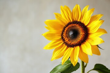 Obraz premium A beautiful bright sunflower against a soft neutral background