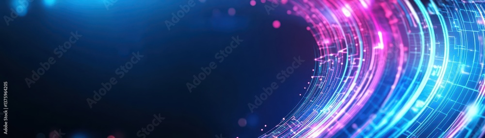 Aufkleber Circular light effect creating a stunning visual display with radiating patterns and soft glows in dark background